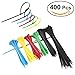 NUOLUX Cable Ties Assorted 400pcs 4.8*150/200/305mm UV Resistant Self-locking Nylon Cable