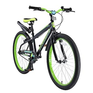 BIKESTAR Kinderfiets voor jongens en meisjes | 24 inch van 10 jaar | 24″ Urban Jungle | Zwart Groen