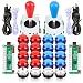 Fosiya LED Arcade Joystick Buttons Kit Ellipse Oval Style 8 Ways Joystick + 20 x LED Arcade Buttons for 2 Player Video Games Standard Controllers All Windows PC MAME Raspberry Pi (Red + Blue Kits)