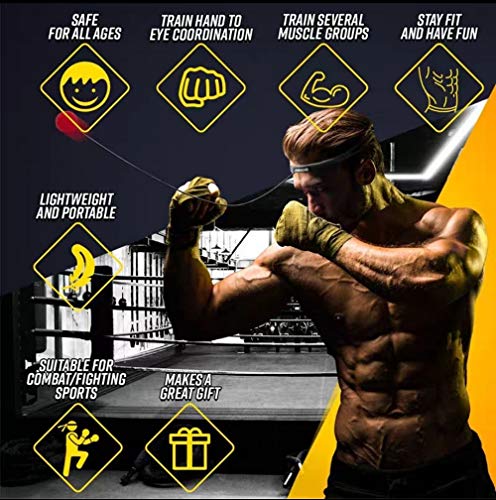 DUMSAMKER Boxing Reflex Ball, 3 Difficulty Levels, Fight Reaction Ball with Headband, Perfect for Improving Punching Speed, Hand Eye Coordination, Responsiveness and Agility - Thumbnail 6