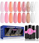 Lavender Violets 13PCS Gel Nail Polish Kit Nude Glitter Pink White Gold and Silver Soak-off UV Na...