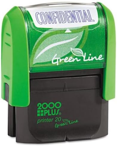 2000 PLUS Green Line Message Stamp, Confidential, 1 1/2 x 9/16, Blue, Sold as One Each