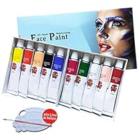 Lasten Face Paint Kit 10 Cols, Oil Based face and Body Painting Set for Kids & Adults Painting