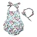 Baby Girls 2pcs Sets Cotton Ruffles Romper Outfits Clothes Blue Roses Flower 6 Months