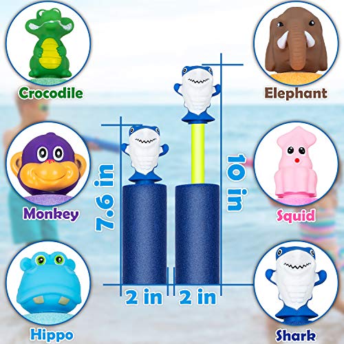 6 Pack Animal Water Blaster Soaker Guns, Water Gun Pool Toys Foam