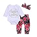 Cute Baby Girls Little Sister Bodysuit Tops Floral Pants Bowknot Headband Outfits Set (70(0-6M), Floral)