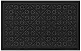 Elogio Door Mat Indoor Outdoor Doormats Outside Effective Scraping of Dirt Patio Grass Snow Dust Grit Removal Ideal Low Profile Doormat Front Door Entrance Mat Black Rug Non Slip Rubber 17.5’’x 27’’