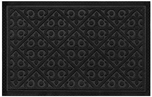 Elogio Door Mat Indoor Outdoor Doormats Outside Effective Scraping of Dirt Patio Grass Snow Dust Grit Removal Ideal Low Profile Doormat Front Door Entrance Mat Black Rug Non Slip Rubber 17.5’’x 27’’