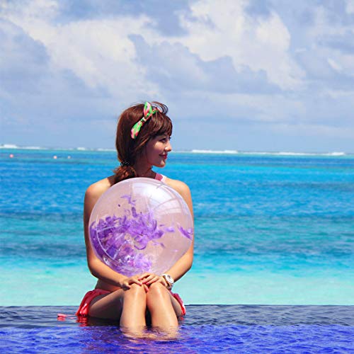 YOBAYE Inflatable Beach Ball Giant Beach Ball Filled with Feathers Swimming Pool Water Toys for Kids Adults Summer Beach Favor, 2 Pack, 24 Inch, Blue + Red - Thumbnail 3