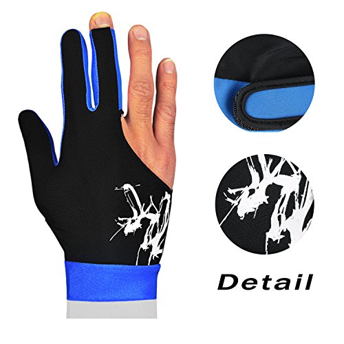 Billiard Gloves,Jelinda Billiards Pool Snooker Cue Shooters Gloves Snooker Gloves Elastic Lycra 3 Fingers Show Gloves for Man and Women (Dark blue L)