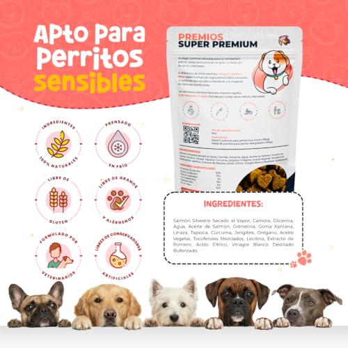 Waggys Bites | Premios para Perro Naturales | Suaves, Sin Granos, Altos en Proteína | Camote y Salmón | Ricos y Deliciosos | Snack Saludable para Mascotas | Ideal para Entrenamiento | 100 Soft Chews