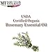 Organic Rosemary Essential Oil 4 oz, USDA Certified Organic By Mary Tylor Naturals Premium Therapeutic Grade, 100% Pure and Natural, Perfect for Aromatherapy, DIY, Relaxation and Improved Mood