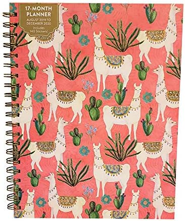 Orange Circle Studio Calendars for Today Spiral Hardbound, 17 Month Planner (August, 2019 to December, 2020) with Bonus 140 Stickers (Pink Llama) 8.5" x 11"