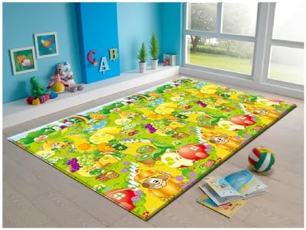 MyLine Eco baby play mat (Super Large, 78.7''x70.9''x3/5'') (Fruit Garden/Train ABC)