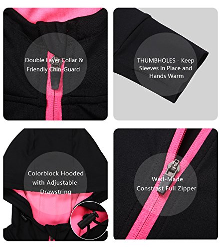 Fastorm Workout Jacket for Women Full Zip with Thumbholes Athletic Running Sweatshirts Pink M