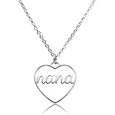 Yooborn Grandma Necklace Nanny Jewelry Stainless Steel Cutout Gigi Mimi Nana Nanny Heart Letter Pendant Necklace Gifts for Grandma from Grandchild.