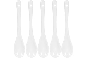 OUNONA 5pcs Small White Ceramic Spoons for Condiments and Spices High-Temperature Resistant Porcelain