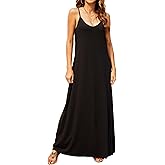 Supnier Women's Summer Maxi Dress Casual V-Neck Sleeveless Bohemian Spaghetti Strap Floral Long Maxi Dress with Pockets