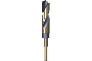 HUHAO 17/32 Inch Drill Bit with 10mm (3/8") Reduced Shank - Fits Standard 1/2" Chucks, HSS 4341 High Speed Steel, Black Nitride & Gold Titanium Coated for Heavy-Duty Metal, Steel & Thick Plates
