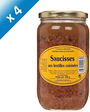 Les Conserves Du Gascon Lot De 4 Bocaux Lentilles Aux Saucisses