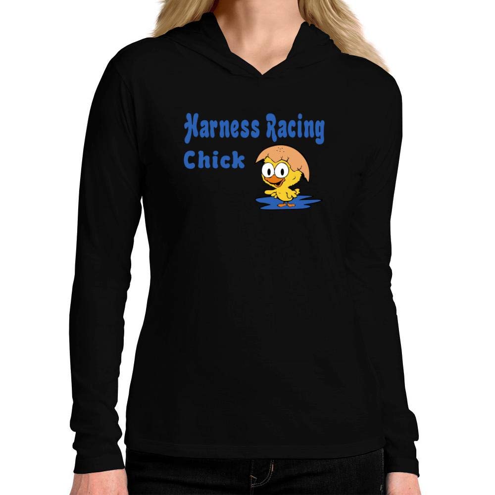 Idakoos Harness Racing Chick Women Hooded Long Sleeve T-Shirt