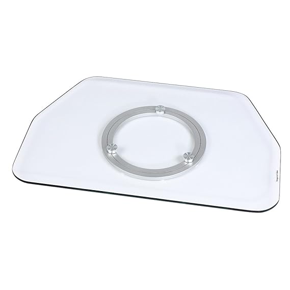 Hama TV-Drehteller für Fernseher und Monitore (Bis 60 kg, Drehbar um 360°, 80 x 40 cm, Sicherheitsglas) transparent