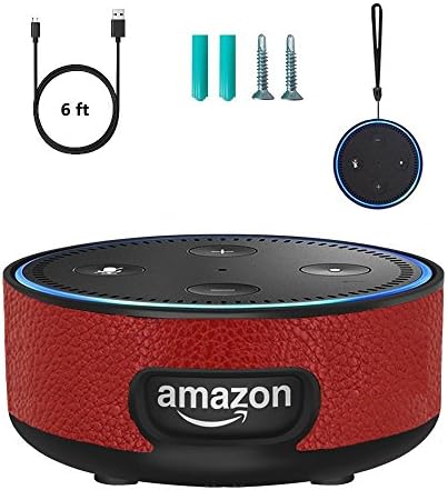 Accfun Protective Case Cover for Amazon Echo Dot 2, Stand Guard Holder/Wall Mount for Amazon Echo Dot 2, Fits Echo Dot 2nd Generation Only (Red)