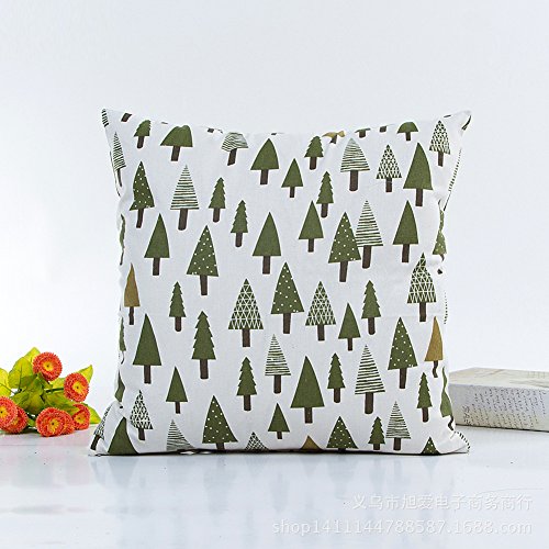TAOSON Green Trees Pattern Cotton Flax Soft Home Decorative Throw Cushion Cover Pillow Cover Pillowcase with Hidden Zipper Closure Only Cover No Insert 18x18 Inch 45x45cm
