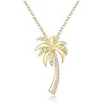 MANZHEN Dainty Crystal Palm Tree Pendant Necklace Summer Style