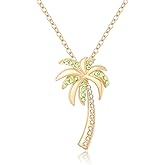 MANZHEN Dainty Crystal Palm Tree Pendant Necklace Summer Style