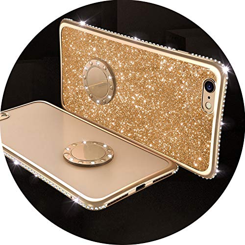 Glitter Diamond Magnetic Finger Ring Kickstand Case for Samsung Galaxy S9 S8 Plus Note 9 8 iPhone Xs Max Xr 8 7 6S 6 Plus Cover,Gold,for Samsung S9 Plus