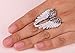 YACQ Women's Angel Wings Stretch Rings Fit Finger Size 7 to 9 - Elastic Soft Band Perfect for Arthritis - Lead & Nickle Free - Silk Scarf Holders - (1-1/2 H x 1-1/5 W) Inches (Silver AB)