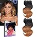 Emmet Brazilian Hair Extension Ombre Color Virgin Hair Can be Dyed and Permed Body Wave Easy Installing&Sewing 8Inch Short Size 100% Human Hair Weave 2PCS/Lot 50g/Piece, with Hair Care Ebook (1B#/30#)