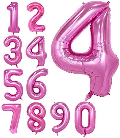 Pink 40inch Number 4 foil balloons for Birthday Party (Pink 4)