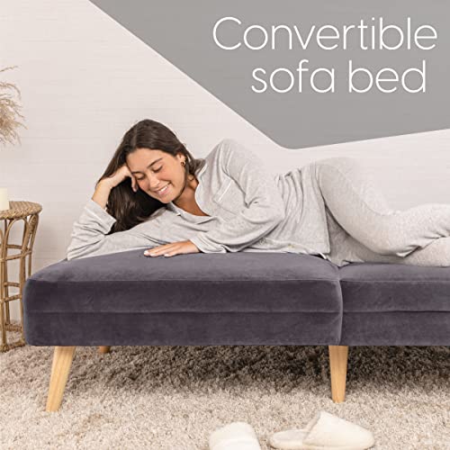 Milliard Futon Sofa Bed, Memory Foam Convertible Sofa Couch, Grey