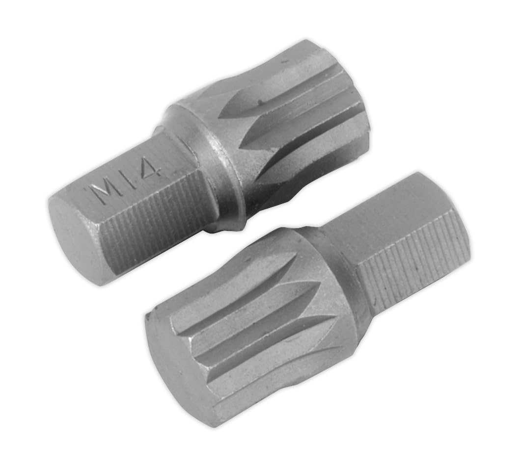 Sealey AK5532 M14 x 30 mm Spline Bit Pack of 2, Silver
