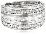 Sterling Silver Round and Baguette Diamond Band (1/2 cttw, IJ Color, I2-I3 Clarity)