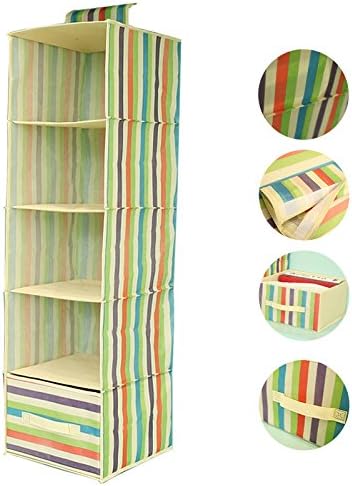 Merdes Collapsible Hanging Closet Organizer for Clothing, Sweaters, Shoes, Accessories - 11.8’’x11.8’’x39.4’’ - 4 Shelves and 1 Drawer