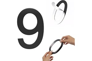 HABITABLE TREE Self-adhesive 3 Inch House Numbers Acrylic House Number Modern House Numbers Black Mailbox Numbers for Outside Address Home Number for Apartments Office Hotel Room (9)
