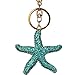 Bolbove Pretty Sparkling Starfish Keychain Keyring Crystal Rhinestones Purse Pendant Handbag Charm (Blue)