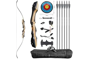 PANDARUS Wooden Takedown Recurve Bow 62" Right Handed for Outdoor Training Practice Recurve Bow for Adult & Youth Beginner