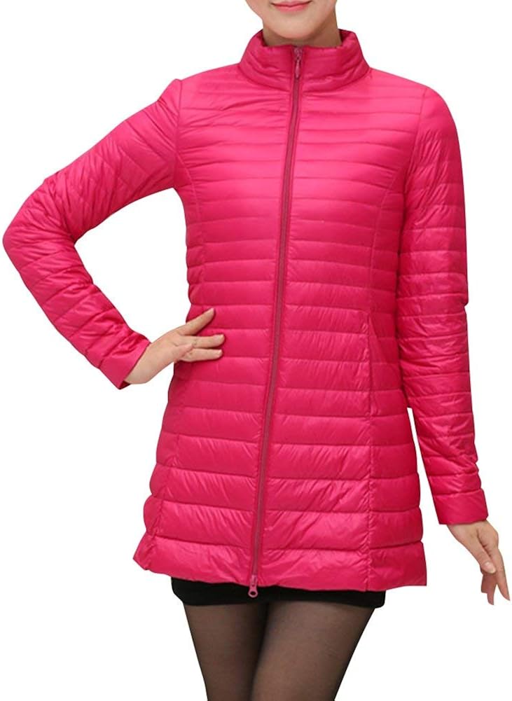Women's Large Size Mid Length Down Jacket Lightweight Packable Packable