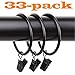 33-Pack 1.5 Inch Black Matte Metal Curtain Rings with Clips (1.5