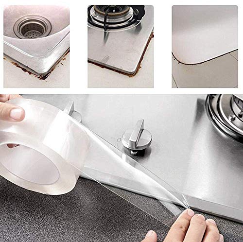 DODXIAOBEUL Clear Caulk Strip Soft PE Self Adhesive Tape for Bathtub Bathroom Shower Toilet Kitchen and Wall Sealing Proofmoldproof Waterproof and Oil Proof Wall Edge Protector (2" x 9.8 ')