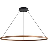 Golden Lighting Veritas 47" LED Ring Chandelier in Walnut