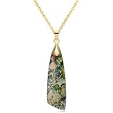 Wovanoo Nature Stone Necklaces for Women Boho Pendant Necklace 18K Gold Chain Necklaces