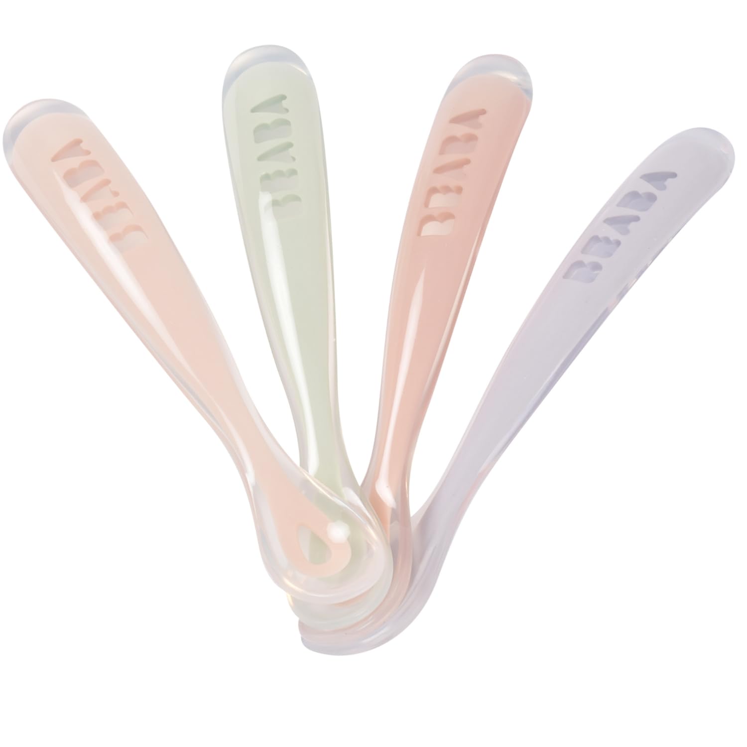 Béaba - Baby Spoons - Silicone Weaning Spoon - Set of 4 - 1st Stage - Multicolor
