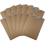 Trade Quest Letter Size Clipboards Low Profile Clip, Hardboard (Pack of 12)