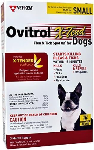 Ovitrol XTend Flea Tick Spot On for Small Dogs (1331 lbs) 3 MONTH