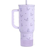 Butterfly Gifts for Women, Purple Butterfly Tumbler with Handle, Stainless Steel Insulated Coffee Travel Mug Cup, Gifts for Women Girls on Birthday Christmas, 40oz